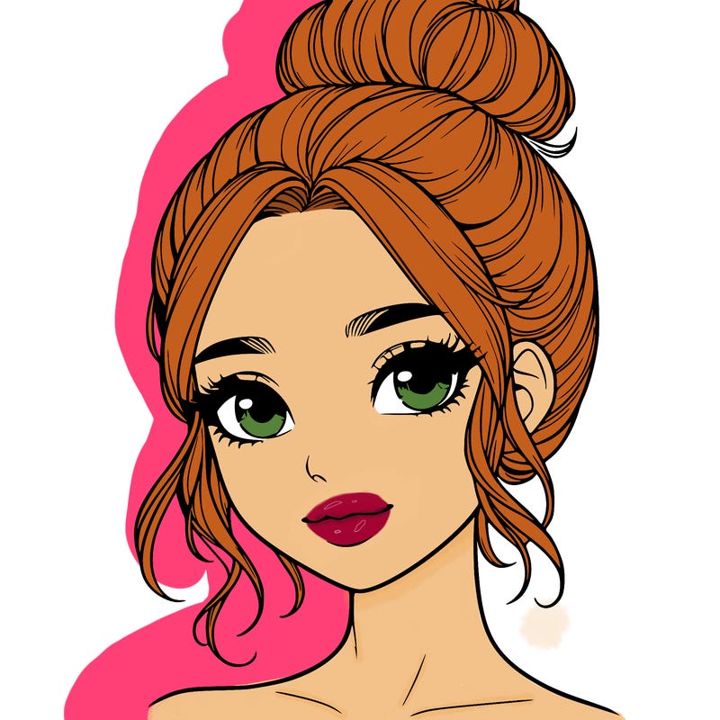 realistic pretty girl with hair in bun