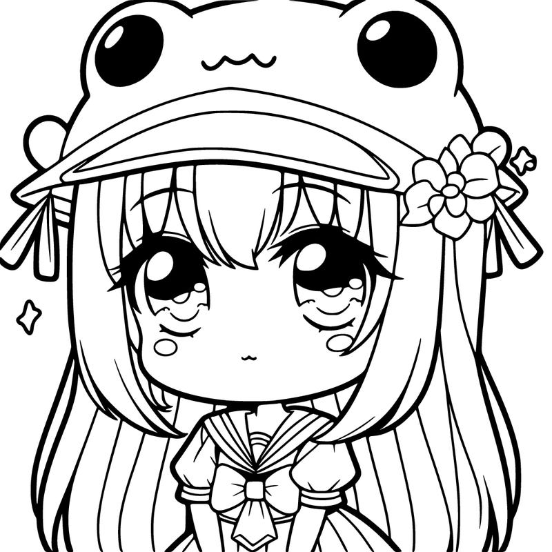 cute anime froggy girl with frog hat and frog outfit roblox