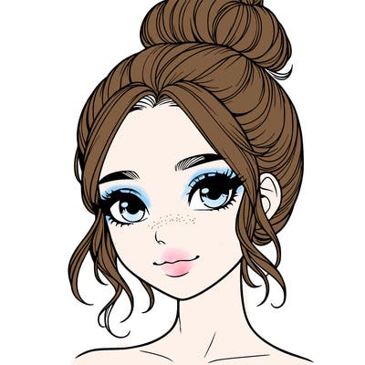 realistic pretty girl with hair in bun