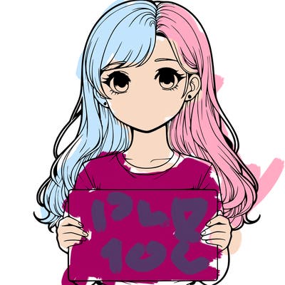 realistic girl holding a sign