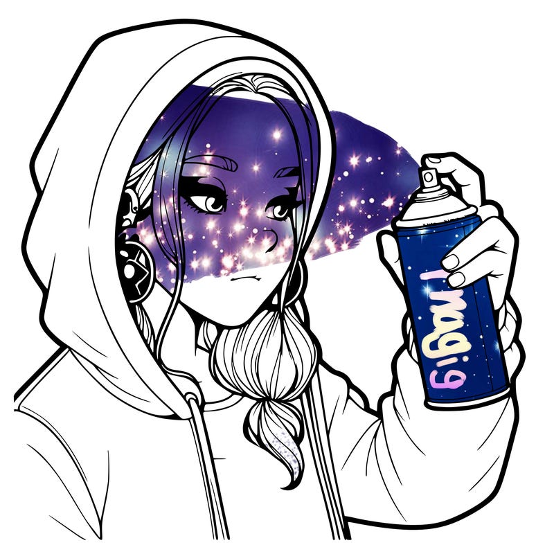 a realistic girl, spray painting