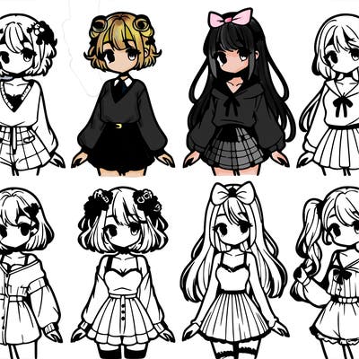 different anime girl styles