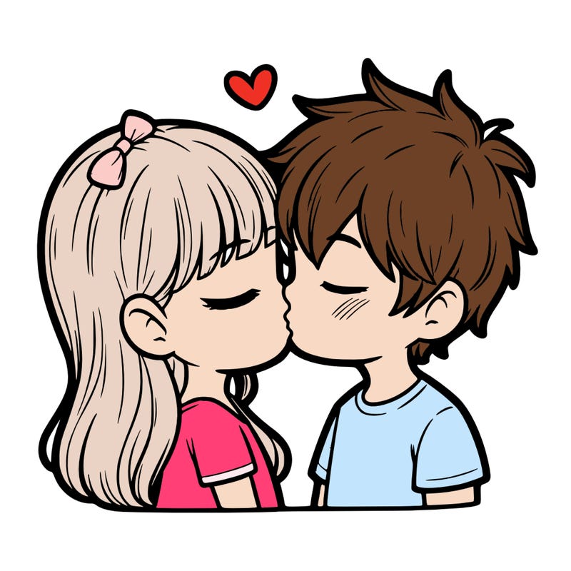 a girl and a boy kissing