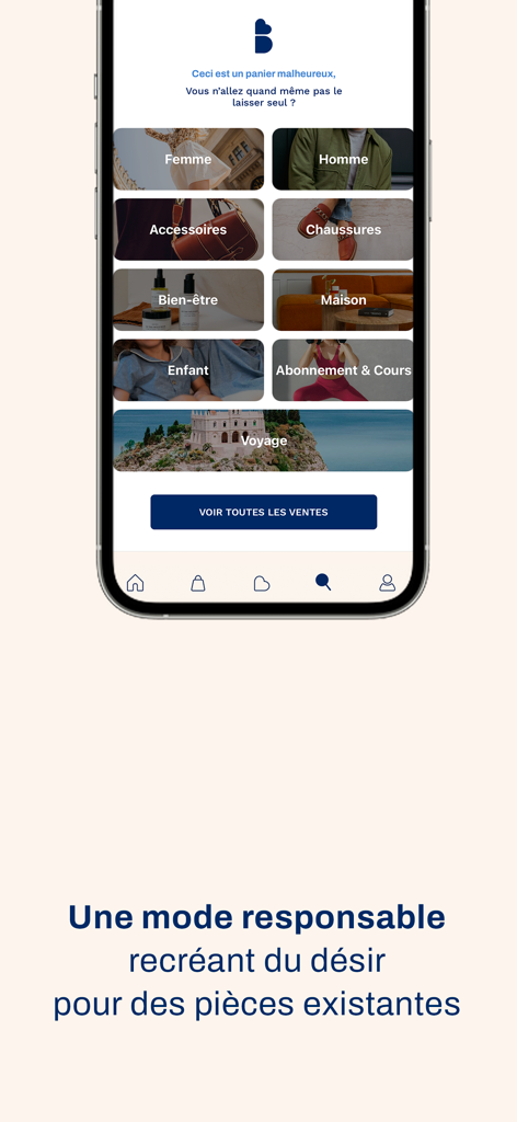 The Bradery - Private Sales - ファッション、ホーム、旅行などのプレミアムブランドのさまざまなショッピングカテゴリーを示すThe Braderyアプリインターフェース