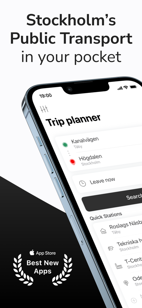 Sthlm Travel app trip planner interface on iPhone