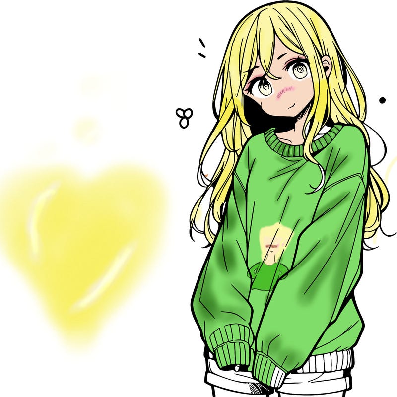manga teen girl  in a sweater and baggy pants