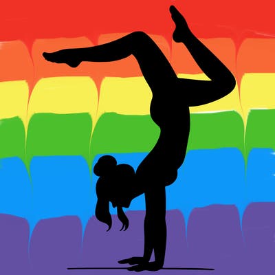 a woman doing a handstand