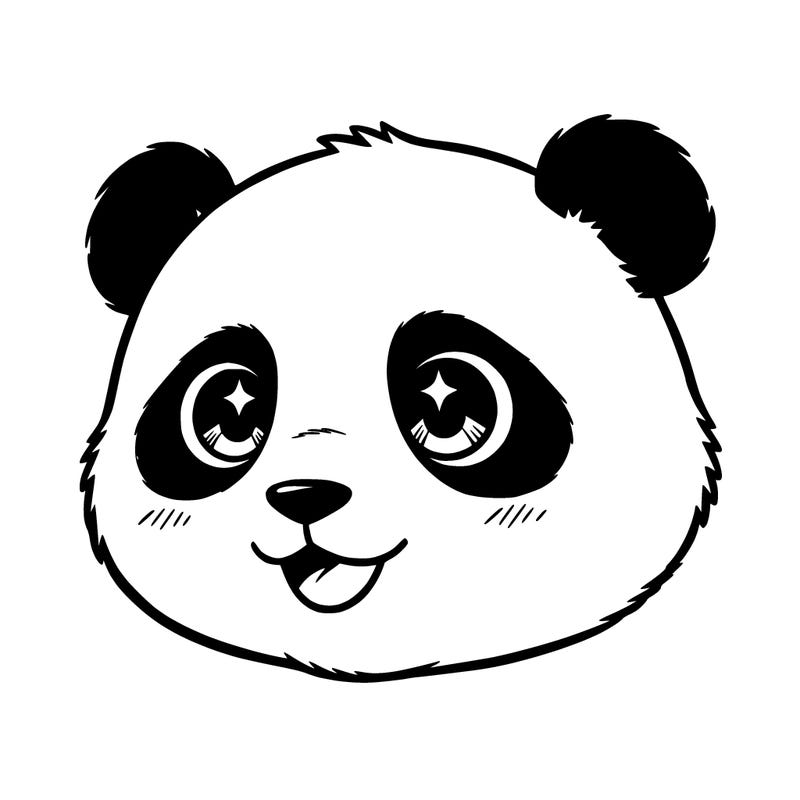 cute kawaii panda just the head no body, the background is plain