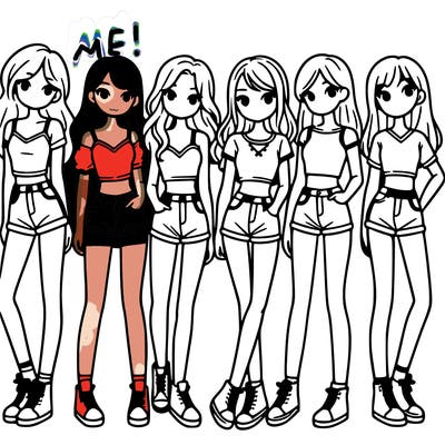 a group of girls wearing crop tops and shorts