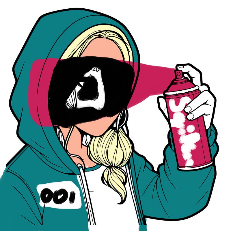 a realistic girl, spray painting