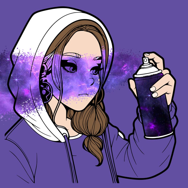 a realistic girl, spray painting