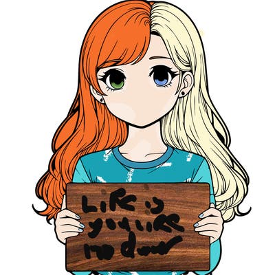 realistic girl holding a sign
