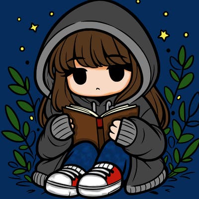 girl in oversized hoodie reading a book