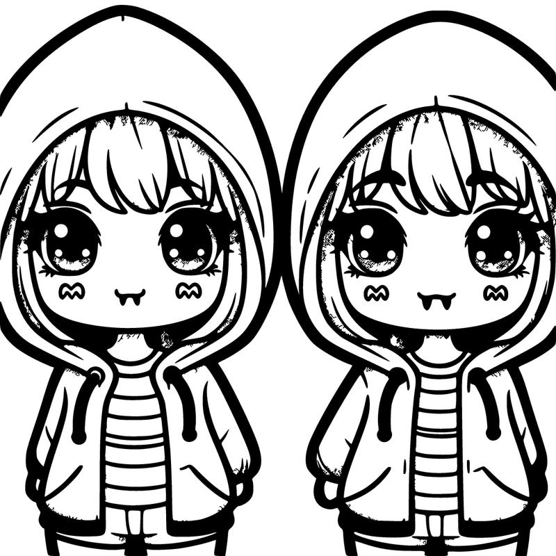 cute but scary twin girls with hodie
