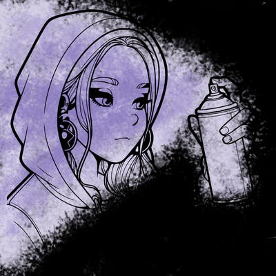 a realistic girl, spray painting