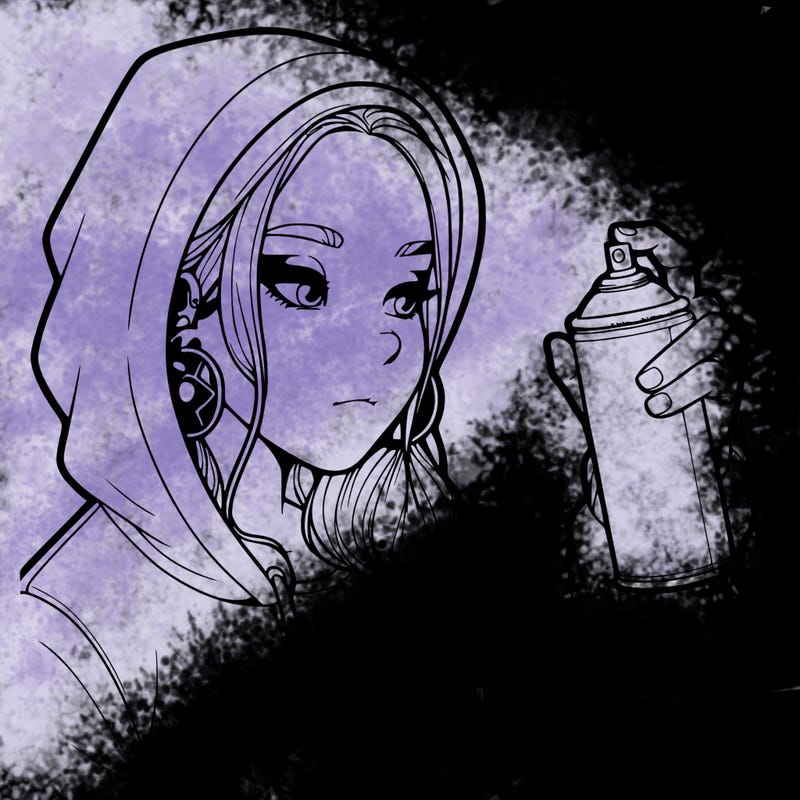 a realistic girl, spray painting