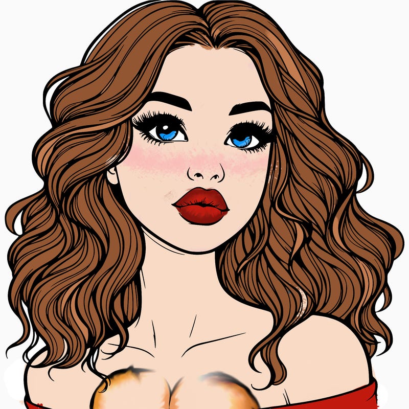 realistic girl with wavy hair and lips