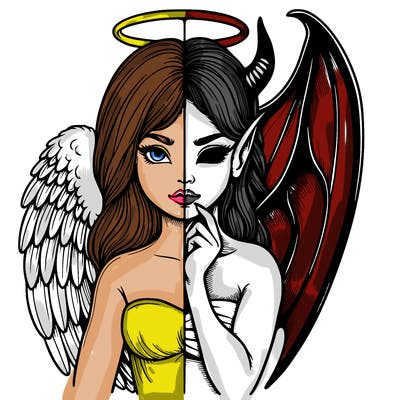 realistic angel half demon