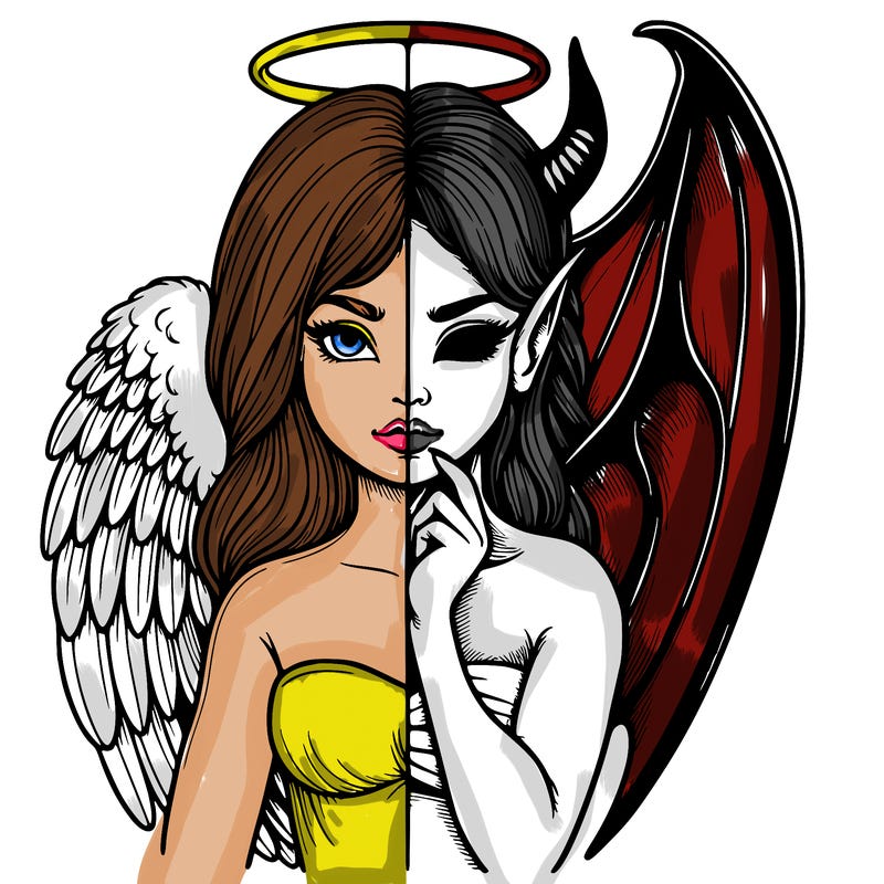 realistic angel half demon