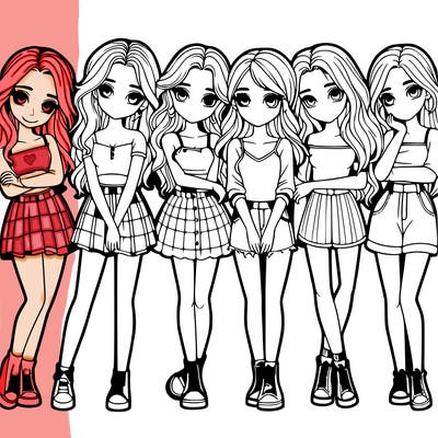 a group of girls realistic