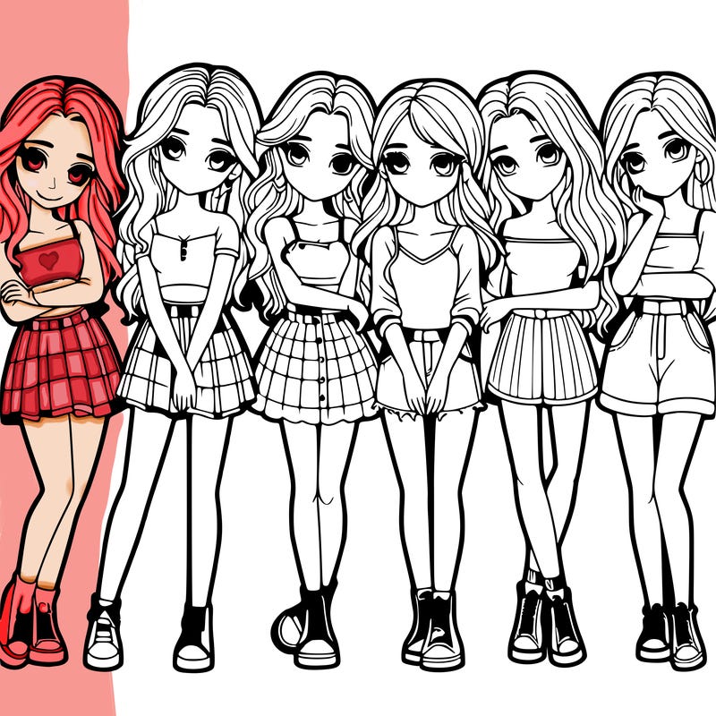 a group of girls realistic