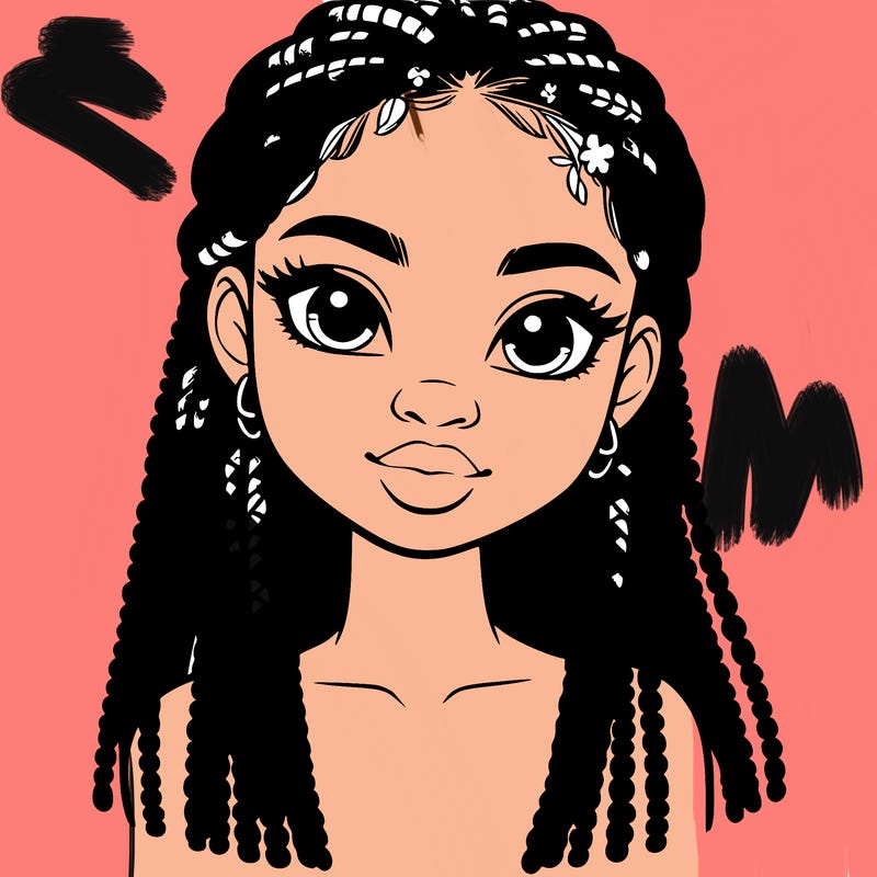 a realistic black girl with braids