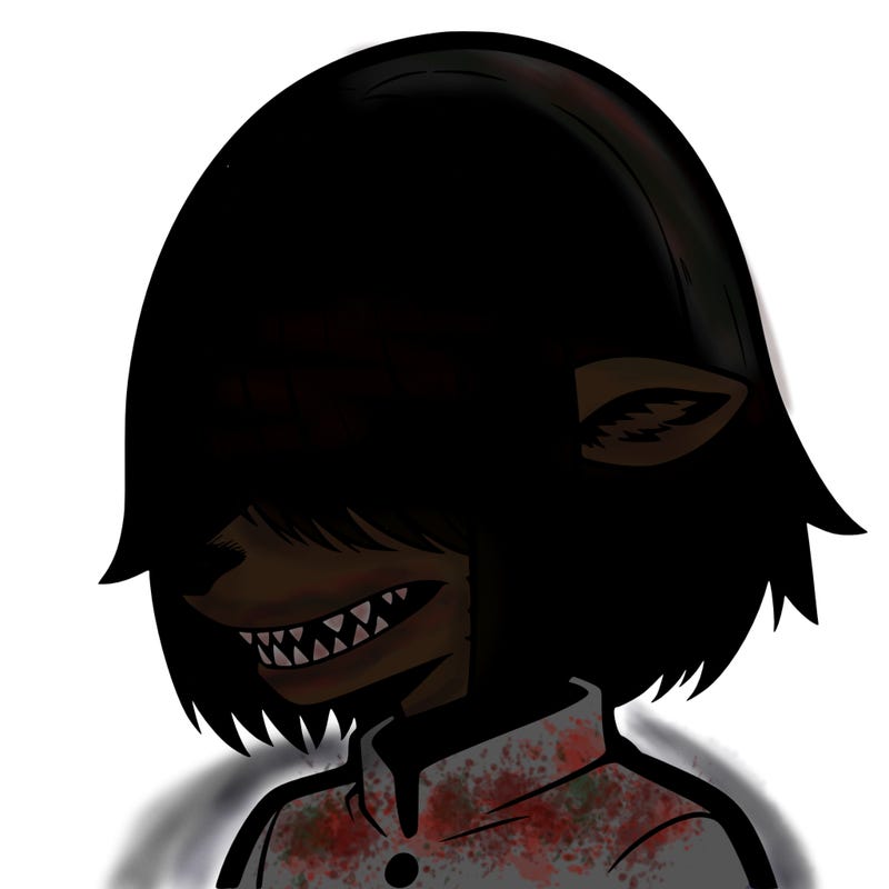 sharp teeth deer man with bob haircut