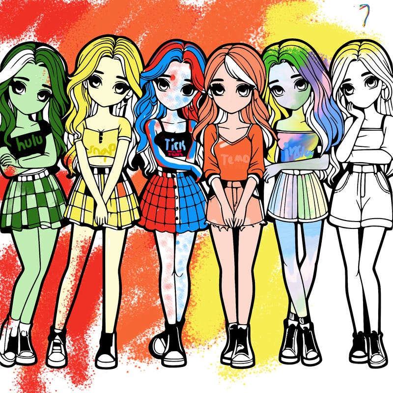 a group of girls realistic