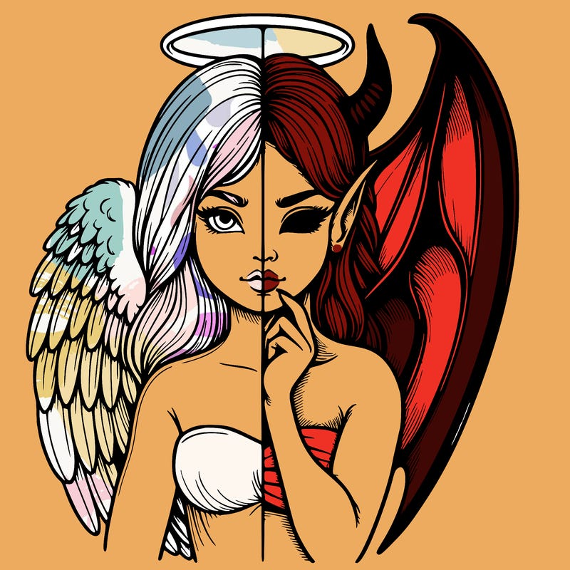 realistic angel half demon