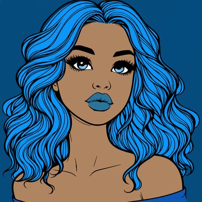 realistic girl with wavy hair and lips
