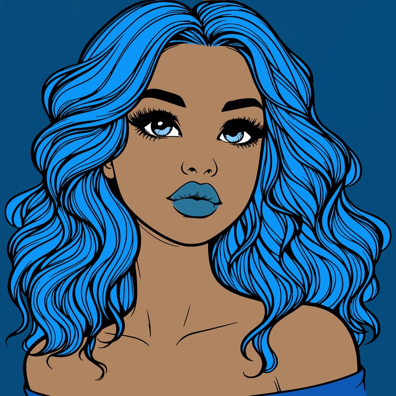 realistic girl with wavy hair and lips
