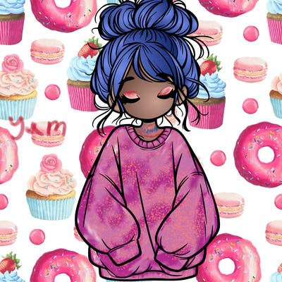 girl with baggy sweatshirt and messy bun