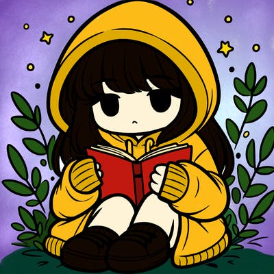 girl in oversized hoodie reading a book