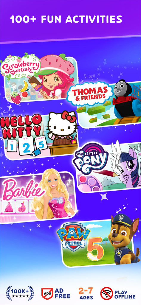 Budge Kids Games featuring Barbie PAW Patrol and Hello Kitty for ages 2 to 7