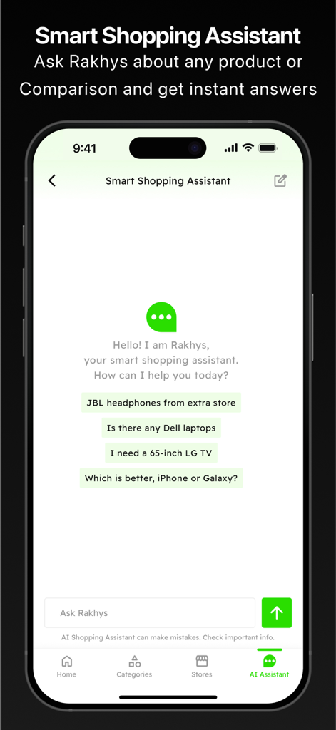 Rakhys: KSA Electronics Deals - Rakhys AI smart shopping assistant interface for electronics comparison in KSA