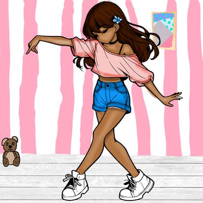 realistic girl danceing