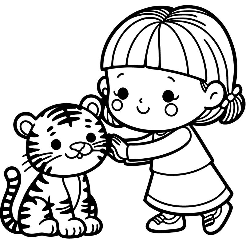 girl who is being nice to tiger