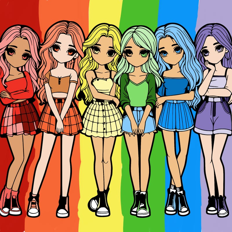 a group of girls realistic