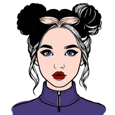 realistic woman that has space buns