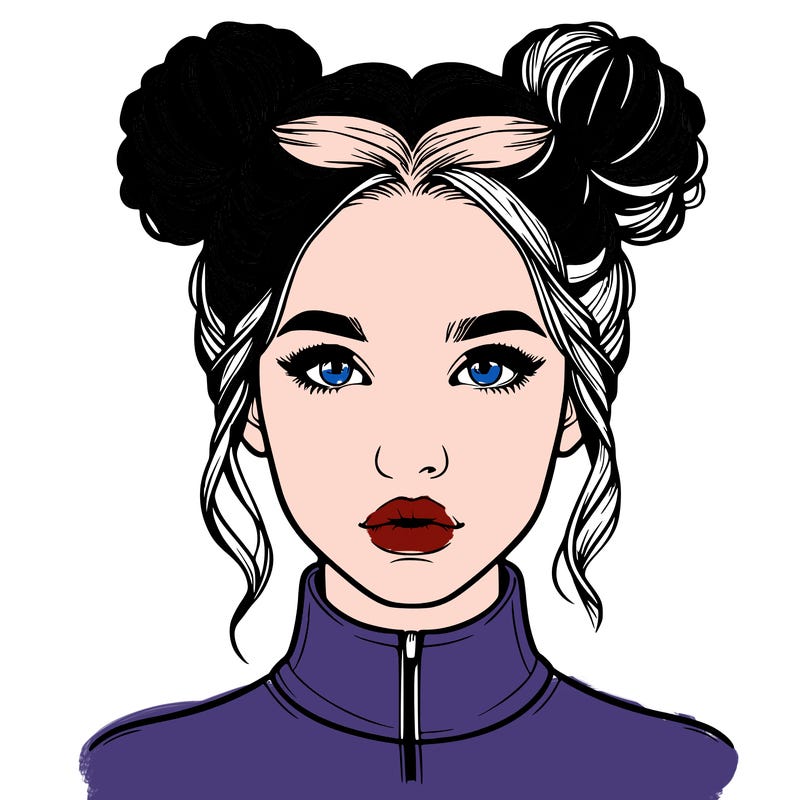 realistic woman that has space buns
