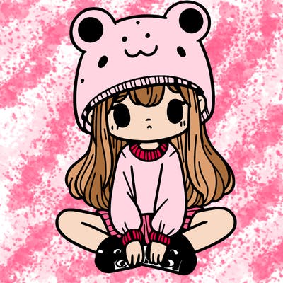 a girl wearing a frog hat and some frog socks