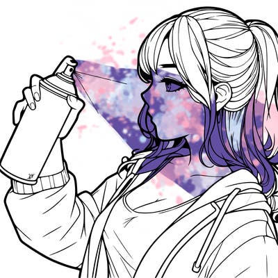 a realistic girl spray, painting