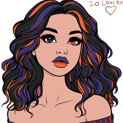 realistic girl with wavy hair and lips