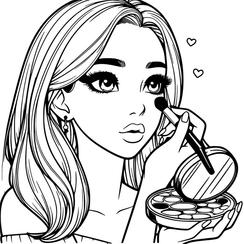 realistic girl doing makeup