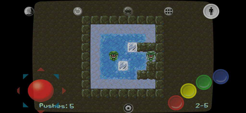 Gameplay do RetroArch no iOS apresentando um shader CRT e controles virtuais de toque