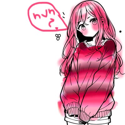 manga teen girl  in a sweater and baggy pants
