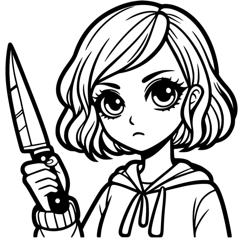 a girl with a knife