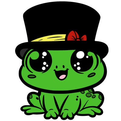 cute little frog wearing a top hat