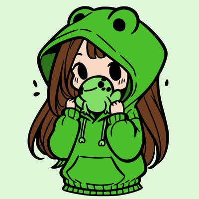 a girl holding a froggy hoodie