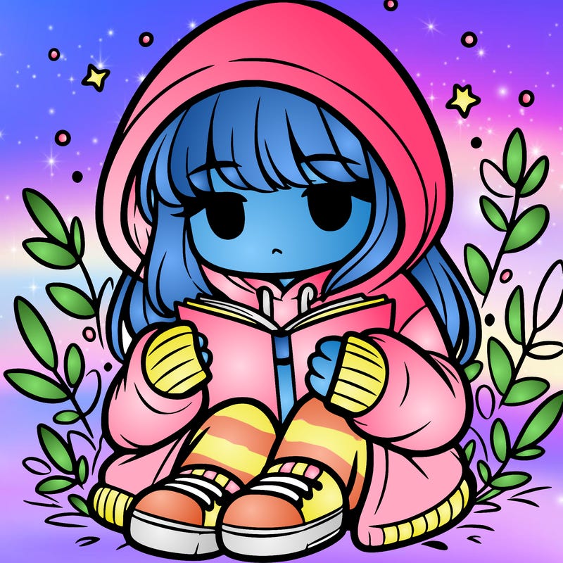 girl in oversized hoodie reading a book